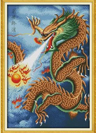 Набір для вишивання за нанесеною на канву схемою "dragon (2)".aida 14ct printed, 36*52 см