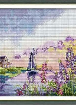 Набір для вишивання за нанесеною на канву схемою "riverside 2". aida 14ct printed 47*34 см