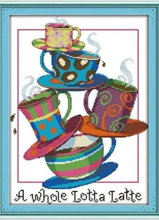 Набор для вышивания по нанесённой на канву схеме "five cup". aida 14ct printed 32*42 см