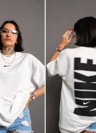 Качественная оверсайз футболка ♥️ принтованная nike, белая черная хлопковая, женская мужская унисекс
