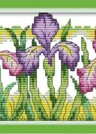 Набор для вышивания по нанесённой на канву схеме "gorgeous iris". aida 14ct printed 20*14 см