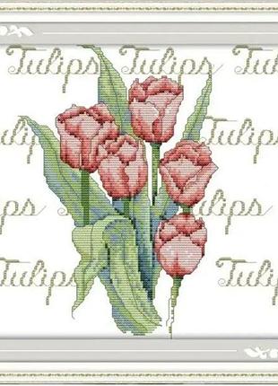 Набір для вишивання хрестиком по нанесеному на канву схемі "tulip 5". aida 14ct printed 31*30 см