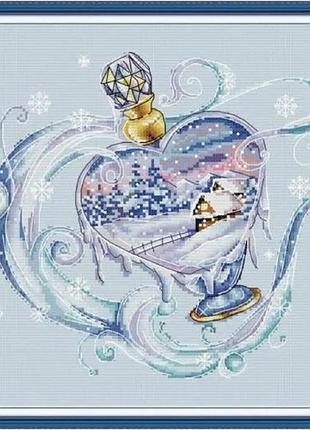 Набор для вышивания крестиком по нанесённой на канву схеме "freezing season". aida 14ct printed, 36*32 см