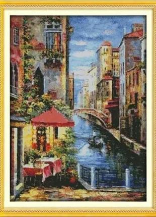 Набір для вишивання за нанесеною на канву схемою"venetian scene". aida 14ct printed 55*72 см