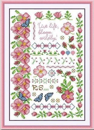Набір для вишивання за нанесеною на канву схемою "flowers in full bloom". aida 14ct printed 29*40 см