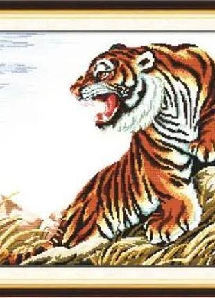 Набор для вышивания по нанесённой на канву схеме "a tiger fuul of momrntum". aida 14ct printed 71*40 см