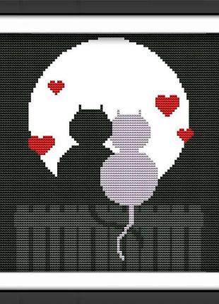 Набір для вишивання за нанесеною на канву схемою "couple cat silhouette". aida 14ct printed 32*32 см
