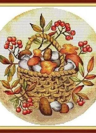 Набір для вишивання за нанесеною на канві схемою "autumn harvest". aida 14ct printed, 34*34 см