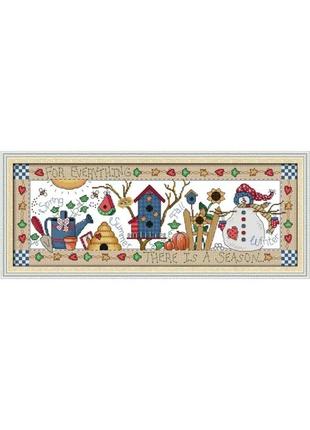 Набор для вышивания по нанесённой на канву схеме "four seasons". aida 14ct printed, 54*22 см