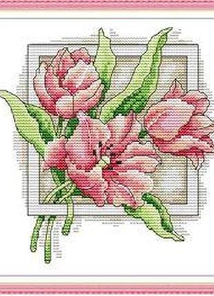 Набір для вишивання за нанесеною на канву схемою "tulip". aida 14ct printed 21*21 см