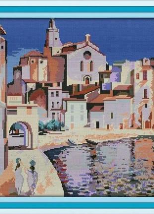 Набор для вышивания по нанесённой на канву схеме"port of algiers". aida 14ct printed 40*41 см