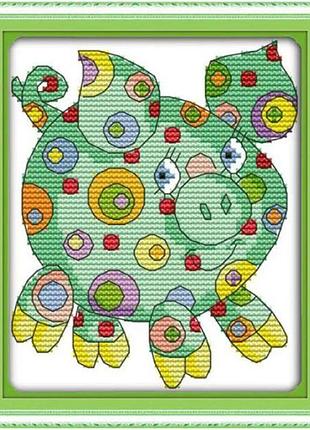 Набір для вишивання за нанесеною на канву схемою "coloorful animal (2)". aida 14ct printed 15*17 см
