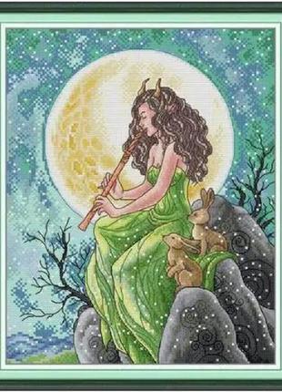 Набір для вишивання за нанесеною на канву схемою "melody in the moonlight". aida 14ct printed , 29*34см