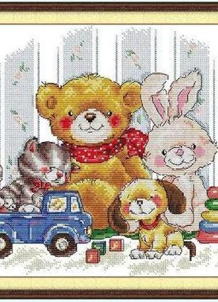 Набір для вишивання за нанесеною на канву схемою "good friends". aida 14ct printed 35*31 см