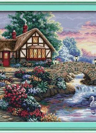 Набор для вышивания по нанесённой на канву схеме "beautiful homeland". aida 14ct printed, 54*44 см