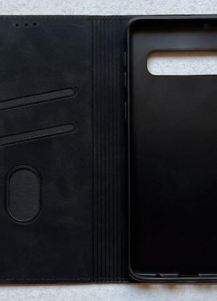 Samsung galaxy s10 чохол-книжка чорний, високоякісна штучна шкіра, слоти для кредитних карток