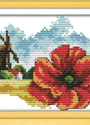 Набір для вишивання за нанесеною на канву схемою "june flower". aida 14ct printed 18*15 см
