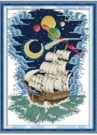 Набор для вышивания по нанесённой на канву схеме "navigation". aida 14ct printed, 31*42 см