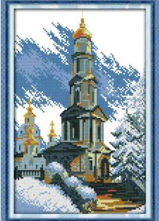 Набір для вишивання за нанесеною на канву схемою "sky city" .aida 14ct printed, 22*34 см