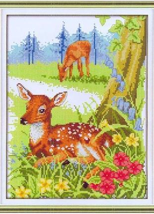 Набор для вышивания по нанесённой на канву схеме "deer" .aida 14ct printed, 29*36 см