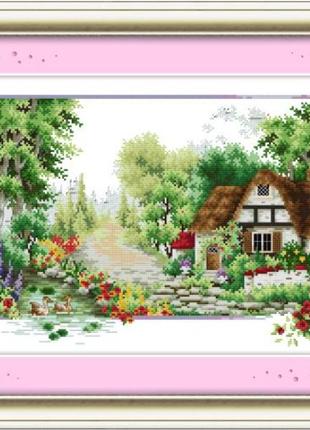 Набор для вышивания по нанесённой на канву схеме "summer's affection". aida 14ct printed 50*33 см