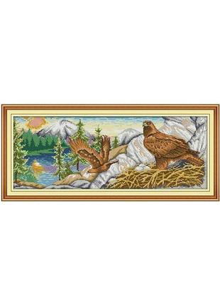 Набор для вышивания по нанесённой на канву схеме "eagle (2)".aida 14ct printed, 62*28 см