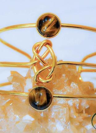 Браслет кафф с тигровым глазом.