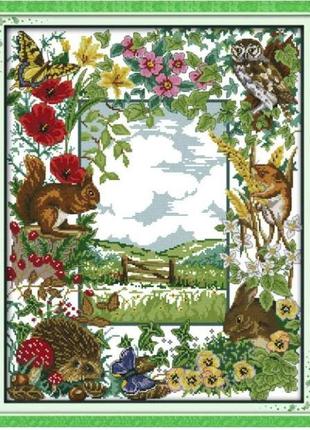 Набір для вишивання за нанесеною на канву схемою "animal house". aida 14ct printed 43*52 см
