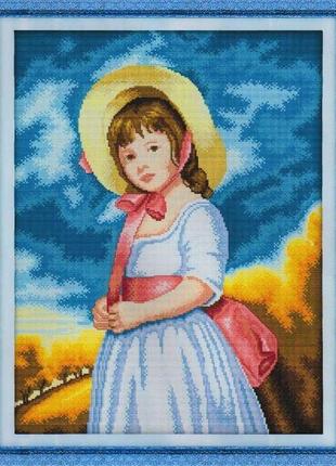 Набір для вишивання "oil painting girl". aida 14ct, 42*52 см. без нанесення на канву схеми.
