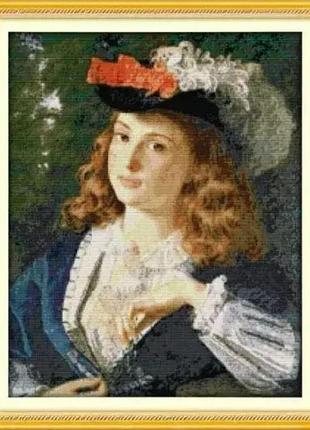 Набор для вышивания по нанесённой на канву схеме "oil painting girl 3".aida 14ct printed , 44*53 см