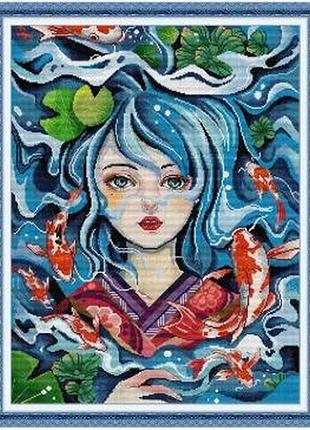 Набір для вишивання за нанесеною на канву схемою "daughters of the sea iii". aida 14ct printed 50*63 см