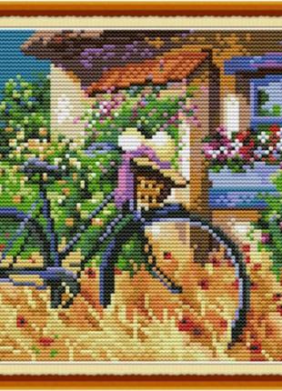 Набір для вишивання за нанесеною на канву схемою "bicycle". aida 14ct printed 29*21 см