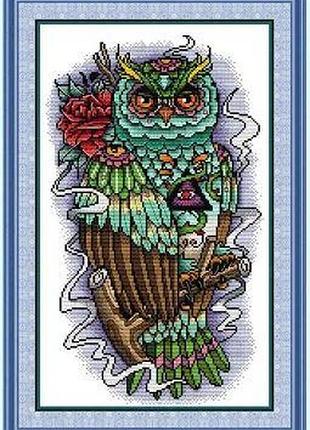Набір для вишивання за нанесеною на канву схемою "owl 15". aida 14ct printed 31*47 см