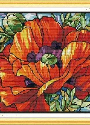 Набір для вишивання за нанесеною на канву схемою "poppy (6)". aida 14ct printed, 43*38 см
