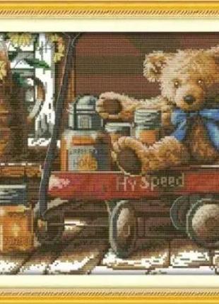 Набір для вишивання за нанесеною на канву схемою "honey bear". aida 14ct printed, 44*30 см