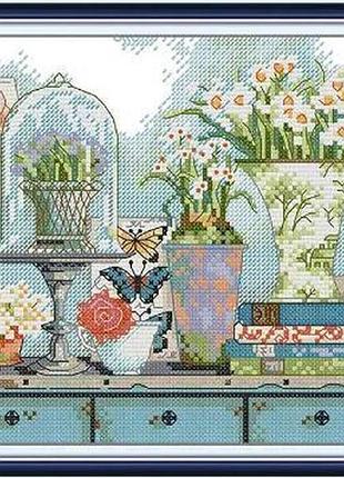 Набір для вишивання за нанесеною на канву схемою "garden collection". aida 14ct printed, 30*21 см