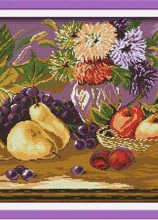 Набор для вышивания по нанесённой на канву схеме "fruit feast". aida 14ct printed, 62*42 см
