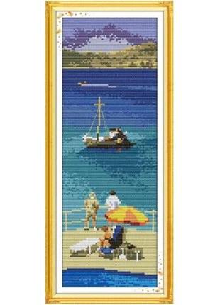 Набор для вышивания по нанесённой на канву схеме "aegean sea" . aida 14ct printed, 16*38 см