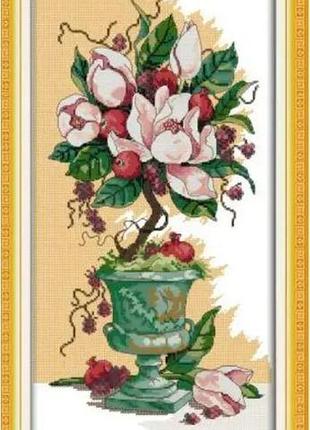Набір для вишивання за нанесеною на канву схемою "the fruit and flowers". aida 14ct printed 31*54 см