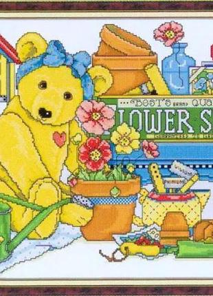Набір для вишивання за нанесеною на канву схемою "garden bear".aida 14ct printed, 49*37 см