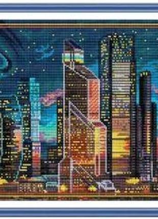 Набор для вышивания по нанесённой на канву схеме "urban night view". aida 14ct printed 56*32 см