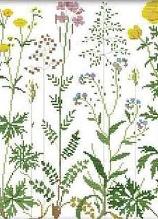 Набор для вышивания по нанесённой на канву схеме "flowers on the meadow". aida 14ct printed 85*36 см