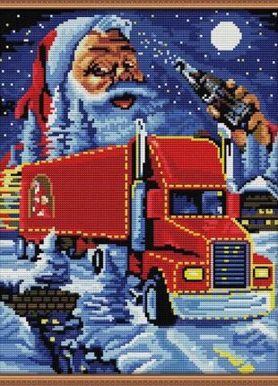 Набор для вышивания по нанесённой на канву схеме "christmas truck". aida 14ct printed,31*37см