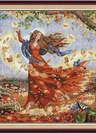 Набор для вышивания по нанесённой на канву схеме "butterfly fairy 14". aida 14ct printed , 49*43см