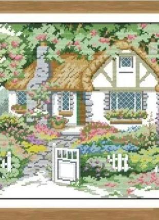 Набір для вишивання за нанесеною на канву схемою "spring garden". aida 14ct printed 41*32 см
