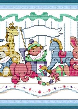 Набор для вышивания по нанесённой на канву схеме "toy rack". aida 14ct printed 44*30 см