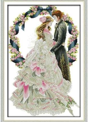 Набір для вишивання за нанесеною на канву схемою "royal wedding". aida 14ct printed 43*62 см