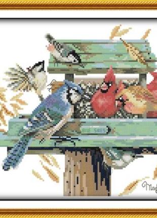 Набор для вышивания по нанесённой на канву схеме "birds'love nest". aida 14ct printed 41*29 см