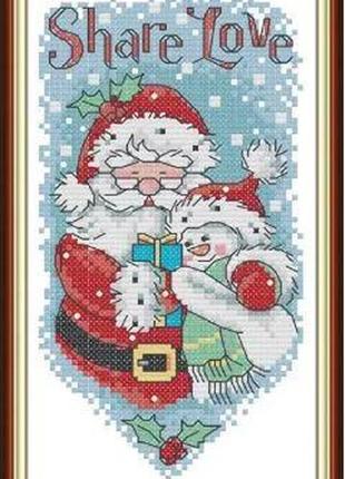 Набор для вышивания по нанесённой на канву схеме "santa claus christmas". aida 14ct printed 20*14 см