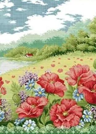 Набор для вышивания по нанесённой на канву схеме "poppy garden". aida 14ct printed 72*52 см